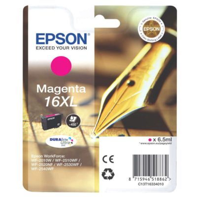 Epson Pen 16XL DURABrite Ultra Ink, High Yield Ink Cartridge, Magenta Single Pack, C13T16334010 Epson Pen 16XL DURABrite Ultra Ink, High Yield Ink Cartridge, Magenta Single Pack, C13T16334010